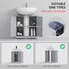 kleankin 60x60cm Under-Sink Storage Cabinet w/ Adjustable Shelf Handles Drain Hole Bathroom Cabinet Space Saver Organizer Grey