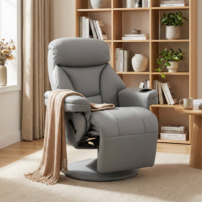 HOMCOM Upholstered Reclining Armchair, Manual Recliner Chair with Footrest and Adjustable Backrest, Grey