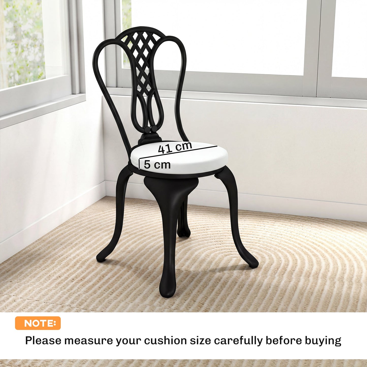 Outsunny Outdoor Bistro Chair Cushions Set of 4 with Removable Cover, 41 x 41 x 5 cm Round Seat Cushions with Ties, White