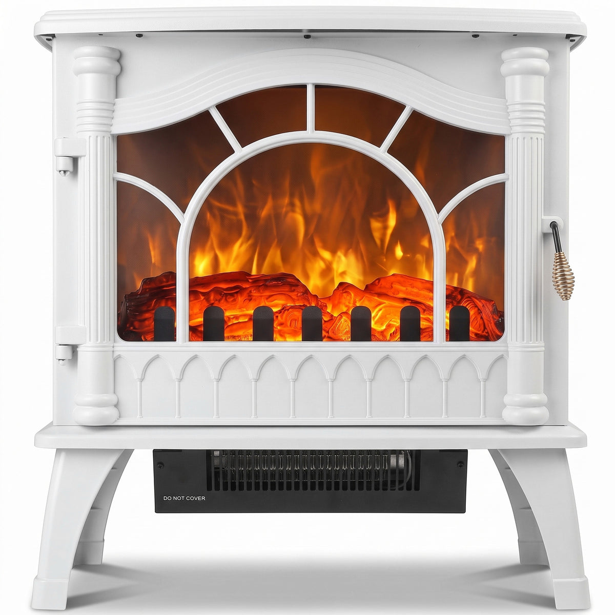 HOMCOM 3-Sided Glass Electric Fire Fan Heater in White