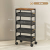 HOMCOM 5-Tier Storage Trolley on Wheels - Black