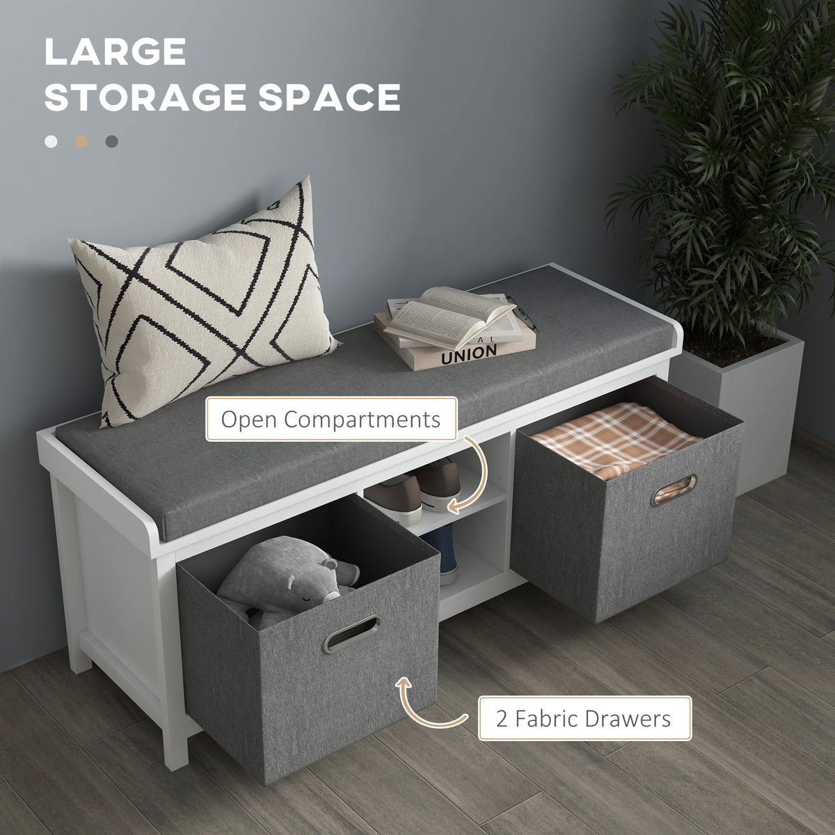 HOMCOM Shoe Storage Bench in White and Grey
