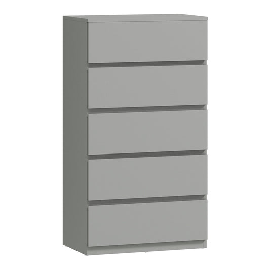 HOMCOM Chest of Drawers, a modern grey five-drawer storage cabinet with a plain front