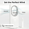 HOMCOM Bladeless Tower Fan for Bedroom, 36dB Standing Cooling Fan with 45Â° Oscillating, 3 Speeds, 3 Modes, 15H Timer, White