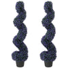 HOMCOM Set of 2 Decorative Artificial Plants, 120cm Artificial Boxwood Spiral Topiary Tree with 840 Leaves, UV Resistant