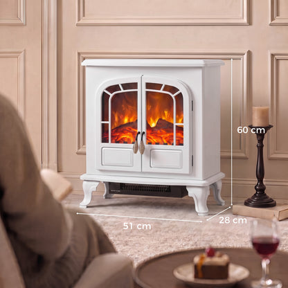 HOMCOM Freestanding Electric Fireplace Stove Heater in White