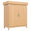 Outsunny Small Shed, Wooden Garden Shed with Openable Hinged Roof and Removable Shelf, Outdoor Tool Storage Cabinet Chest with Double Doors, 74 x 43 x 88 cm, Natural Wood Finish