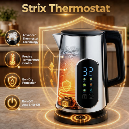HOMCOM Kettle and Toaster Set with LED Touch Screen in Silver