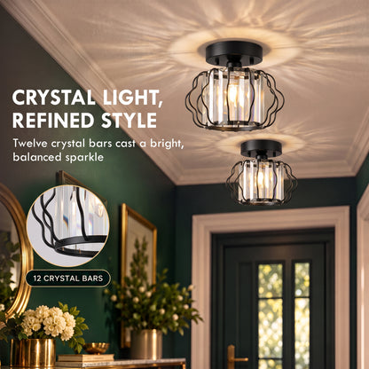 HOMCOM Crystal Ceiling Light Fixtures in Black