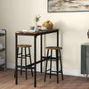 HOMCOM 3 Piece Bar Table Set with 2 Stools, Industrial Bar Table and Stool Set, Dining Table and Chair Set, Rustic Brown