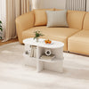 Half Round End Table 2-Tier Half Moon Side Table with Open Shelves-White