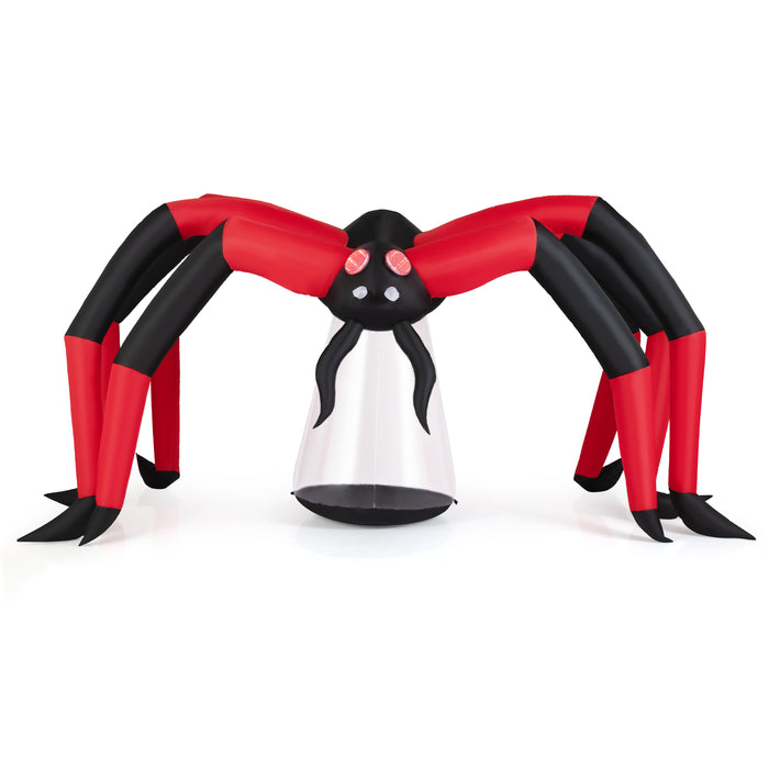 Halloween Inflatable Spider Blow Up Yard Scary Spider with red tunnel light eyes, a large inflatable spider decoration