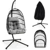Hanging Swing Egg Chair with Stand Cozy Head Pillow  Cushion-Grey