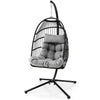 Hanging Swing Egg Chair with Stand Cozy Head Pillow  Cushion-Grey