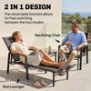 Outsunny Sun Lounger Retracable Footrest 5-Position Adjustable Steel Frame for Beach, Porch, Patio, Camping, Dark Grey