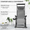 Outsunny Garden Rocking Chair Folding Recliner Outdoor Adjustable Sun Lounger Rocker Zero-Gravity Seat with Headrest Side Holder Patio Deck - Grey
