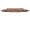 Outsunny Garden Parasol 4.4m Double-Sided Sun Umbrella Patio Parasol LED Solar Lights Khaki