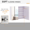 HOMCOM Mirror Cabinet, Wall Mount Bathroom Storage Cabinet with Adjustable Shelf, Double Door Cupboard, 70 x 15 x 60 cm, White