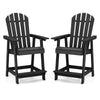Outdoor HDPE Bar Stool with Armrest Footrest for Garden Poolside Set of 2-Black