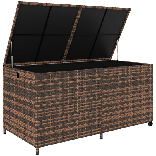 Outsunny 650L Garden Storage Box with 2 Wheels in Mixed-brown