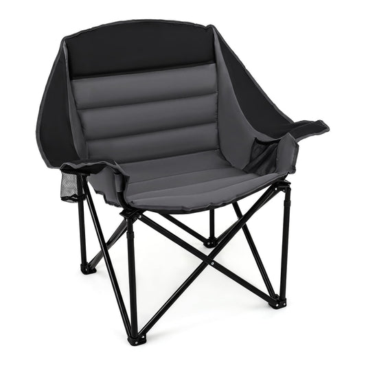 Heavy Duty Camping Chair with padded seat and cup holder in black
