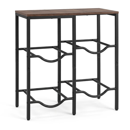 Heavy Duty Metal Frame Water Jug Shelf with adjustable foot pads in rustic brown