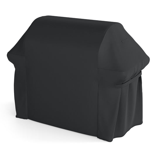 Heavy Duty Waterproof Grill Cover with Dual Handles protecting a barbecue on a patio