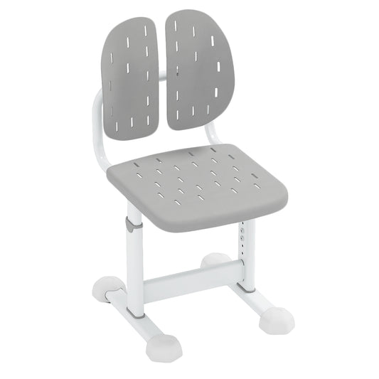 Height-adjustable Kid's Desk Chair with a grey seat and double back support on a white background