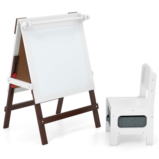 Height-adjustable Painting Easel with Chalkboard and Paper Holder