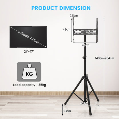 The metal display stand shown with technical lines indicating height and width dimensions