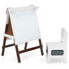 Height-adjustable Painting Easel with Chalkboard and Paper Holder-Brown