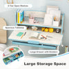 Height Adjustable Children Writing Table with Tilt Desktop and Hutch-Blue