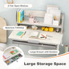 Height Adjustable Children Writing Table with Tilt Desktop and Hutch-Grey