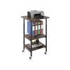 Height Adjustable Printer Stand with Storage Shelves and Locking Wheels-Rustic Brown