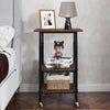 Height Adjustable Printer Stand with Storage Shelves and Locking Wheels-Rustic Brown