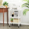 Height Adjustable Printer Stand with Storage Shelves and Locking Wheels-White
