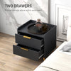 HOMCOM Elegant Two-Drawer Bedside Table Set of 2 - Black