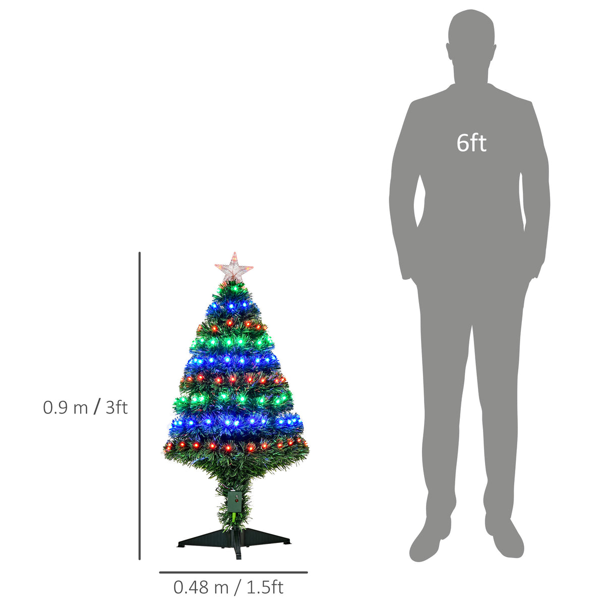 HOMCOM 3 Feet Prelit Artificial Christmas Tree in Green