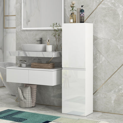 kleankin Bathroom Storage Unit in High Gloss White