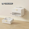 HOMCOM Set of 2 Wall Mounted Nightstands, Floating Bedside Tables with Fluted Drawer and Open Shelf for Small Bedroom, White