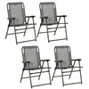 Outsunny Pieces Patio Folding Chair Set, Outdoor Portable Loungers for Camping Pool Beach Deck, Lawn Chairs with Armrest Steel Frame, Mixed Grey