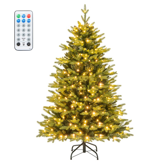 Hinged Christmas Tree with Branch Tips and LED Lights-S with remote control and lights on