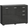 HOMCOM Sideboard, Modern Storage Cabinet with 2 Drawers, 3 Doors and Adjustable Shelves, High Gloss Black