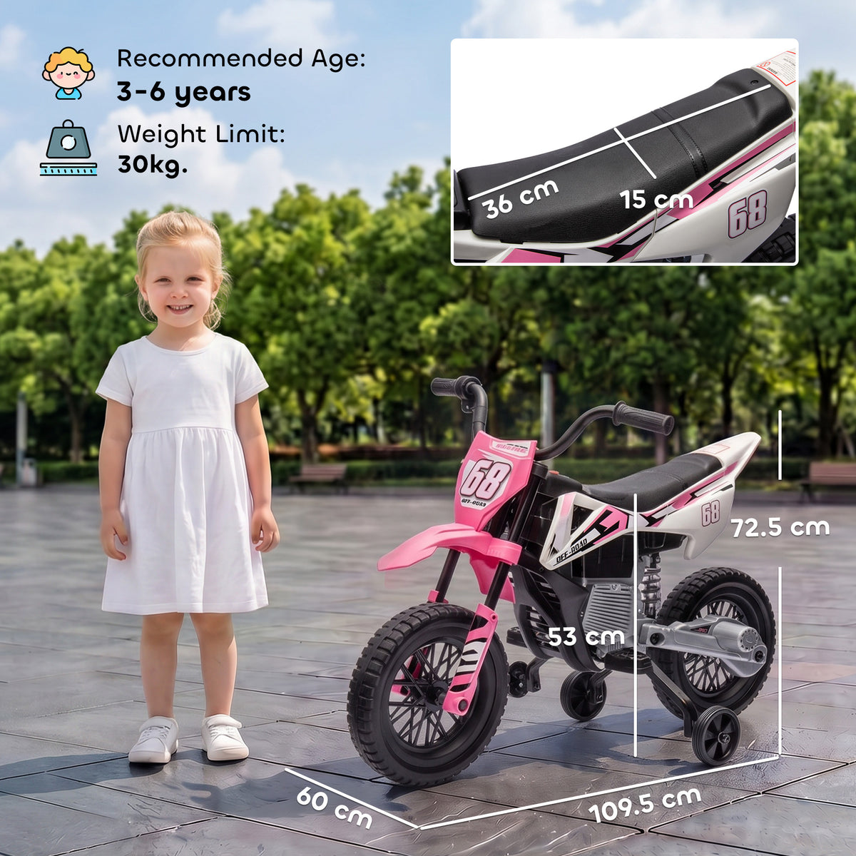 AIYAPLAY Kids Electric Motorcycle in Pink