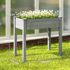 Outsunny Raised Bed for Garden, Wooden Elevated Planter Box with Bed Liner, for Flower Vegetable Herb, Dark Grey