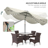 Outsunny Solar Patio Umbrella with LED and Tilt, Outdoor Market Table Umbrella Parasol with Crank, 3 x 3 (m), Cream White