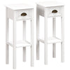 HOMCOM 2-Tier Side Tables Set of 2 with Drawer and Shelf, 2 Pieces Bedside Tables for Living Room and Hallway, White