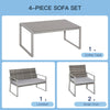 Outsunny 4PC Rattan Garden Furniture Set 2 Single Sofa Arm Chairs 1 Bench with Cushions & Coffee Table Patio Backyard Wicker Weave
