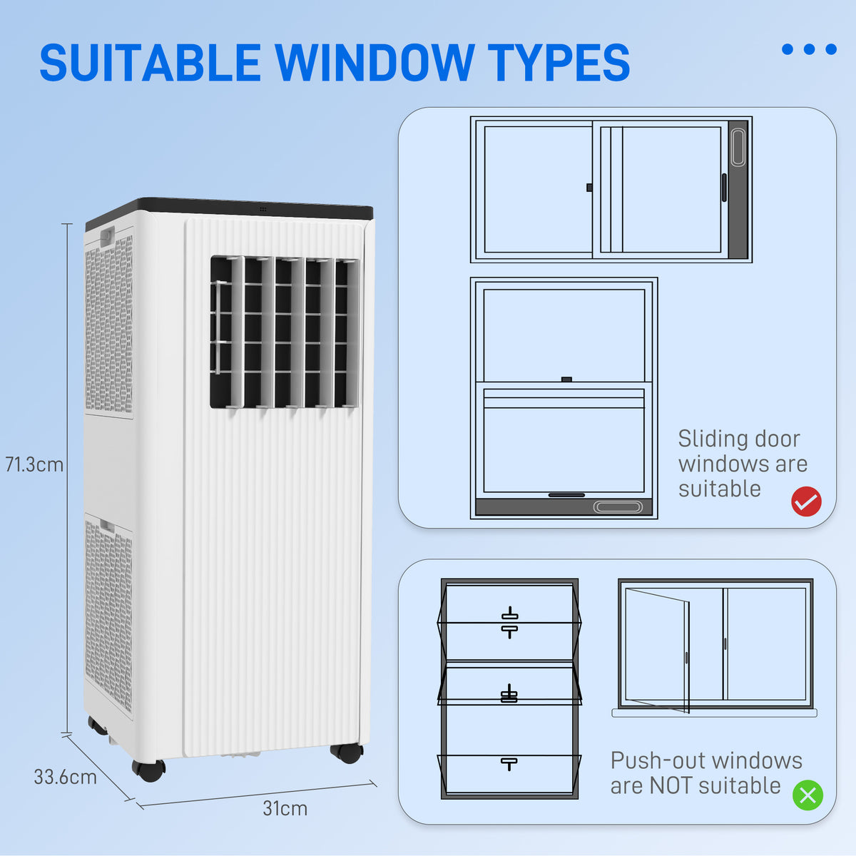 HOMCOM BTU App-Controlled Mobile Air Conditioner White