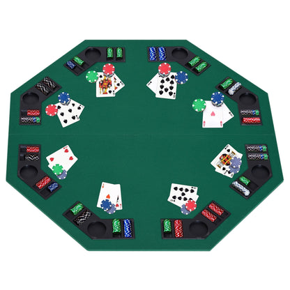 Foldable poker table top set up with playing cards and chips